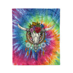 Scotstee Shop - Scotstee Shop Blanket Cow Skull Hippie Dream Catcher Tie Dye One Hippie Fleece Blanket