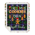 Personalized Gift Tartan Plaid Blanket Clan Russell With Christmas Cookie Baking Crew Christmas Gift Sherpa Blanket, tartan sherpa blanket,buffalo plaid sherpa blanket,christmas sherpa blanket,Christmas Throw Blanket,green plaid sherpa blanket,green sherpa blanket