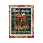 Personalized Gift Plaid Tartan Blanket Clan Spottiswood With Moose Lover Xmas Gift Santa Riding Christmas Fleece Blanket