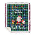 Personalized Gift Tartan Plaid Blanket Clan Mouat With Funny Santa Snowman Reindeer Merry Christmas Gift Sherpa Blanket, blue plaid sherpa blanket,blue tartan sherpa blanket,Buchan,buffalo plaid sherpa blanket,christmas sherpa blanket,Christmas Throw Blanket