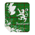 Sherpa Blanket - Tartan Blanket Thistle and Lion Scottish Clan Tribe of Mar Plaid Blanket, plaid sherpa blanket queen,purple sherpa blanket,queen sherpa blanket,queen size sherpa blanket,red sherpa blanket,scottish tartan blankets,sherpa blanket,sherpa christmas blanket