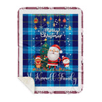 Personalized Gift Tartan Plaid Blanket Clan McKerrell With Funny Santa Snowman Reindeer Merry Christmas Gift Sherpa Blanket, blue plaid sherpa blanket,blue tartan sherpa blanket,Buchan,buffalo plaid sherpa blanket,christmas sherpa blanket,Christmas Throw Blanket