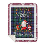 Personalized Gift Tartan Plaid Blanket Clan Fletcher Modern With Funny Santa Snowman Reindeer Merry Christmas Gift Sherpa Blanket, blue plaid sherpa blanket,blue tartan sherpa blanket,Buchan,buffalo plaid sherpa blanket,christmas sherpa blanket,Christmas Throw Blanket