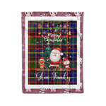Personalized Gift Tartan Plaid Blanket Clan Glas With Funny Santa Snowman Reindeer Merry Christmas Fleece Blanket, Christmas Blanket, Plaid Blanket, Tartan Blanket,Scottish Blanket