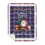 Personalized Gift Tartan Plaid Blanket Clan Kinnaird With Funny Santa Snowman Reindeer Merry Christmas Gift Sherpa Blanket, blue plaid sherpa blanket,blue tartan sherpa blanket,Buchan,buffalo plaid sherpa blanket,christmas sherpa blanket,Christmas Throw Blanket
