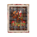 Personalized Gift Plaid Tartan Blanket Clan Cameron Of Erracht Weathered With Moose Lover Xmas Gift Santa Riding Christmas Fleece Blanket
