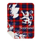 Sherpa Blanket - Tartan Blanket Thistle and Lion Scottish Clan MacLachlan Plaid Blanket, plaid sherpa blanket queen,purple sherpa blanket,queen sherpa blanket,queen size sherpa blanket,red sherpa blanket,scottish tartan blankets,sherpa blanket,sherpa christmas blanket