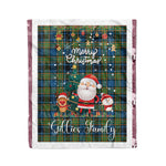 Personalized Gift Tartan Plaid Blanket Clan Gillies With Funny Santa Snowman Reindeer Merry Christmas Fleece Blanket, Christmas Blanket, Plaid Blanket, Tartan Blanket,Scottish Blanket