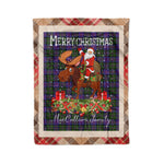 Personalized Gift Plaid Tartan Blanket Clan MacCallum of Berwick With Moose Lover Xmas Gift Santa Riding Christmas Fleece Blanket