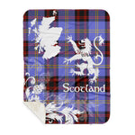 Sherpa Blanket - Tartan Blanket Thistle and Lion Scottish Clan Rutherford Plaid Blanket, plaid sherpa blanket queen,purple sherpa blanket,queen sherpa blanket,queen size sherpa blanket,red sherpa blanket,scottish tartan blankets,sherpa blanket,sherpa christmas blanket