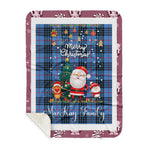 Personalized Gift Tartan Plaid Blanket Clan MacKay Blue With Funny Santa Snowman Reindeer Merry Christmas Gift Sherpa Blanket, blue plaid sherpa blanket,blue tartan sherpa blanket,Buchan,buffalo plaid sherpa blanket,christmas sherpa blanket,Christmas Throw Blanket