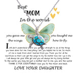 Opal Turtle Necklace - Mom Necklace Gift - Daughter Gift To Best Mom, You Gave Me The Wings To Fly Mom Necklace