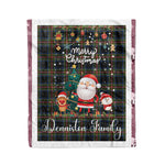 Personalized Gift Tartan Plaid Blanket Clan Denniston With Funny Santa Snowman Reindeer Merry Christmas Fleece Blanket, Home Living Room, Plaid Blanket, Tartan Blanket, Scottish Blanket, Buffalo fleece blanket, Christmas Blanket