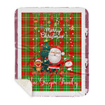 Personalized Gift Tartan Plaid Blanket Clan MacGregor With Funny Santa Snowman Reindeer Merry Christmas Gift Sherpa Blanket, blue plaid sherpa blanket,blue tartan sherpa blanket,Buchan,buffalo plaid sherpa blanket,christmas sherpa blanket,Christmas Throw Blanket