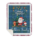 Personalized Gift Tartan Plaid Blanket Clan Matheson Hunting Ancient With Funny Santa Snowman Reindeer Merry Christmas Gift Sherpa Blanket, blue plaid sherpa blanket,blue tartan sherpa blanket,Buchan,buffalo plaid sherpa blanket,christmas sherpa blanket,Christmas Throw Blanket