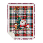 Personalized Gift Tartan Plaid Blanket Clan MacDuff Dress Modern With Funny Santa Snowman Reindeer Merry Christmas Gift Sherpa Blanket, blue plaid sherpa blanket,blue tartan sherpa blanket,Buchan,buffalo plaid sherpa blanket,christmas sherpa blanket,Christmas Throw Blanket