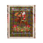 Personalized Gift Plaid Tartan Blanket Clan Kinninmont With Moose Lover Xmas Gift Santa Riding Christmas Fleece Blanket