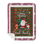 Personalized Gift Tartan Plaid Blanket Clan Grant of Monymusk With Funny Santa Snowman Reindeer Merry Christmas Gift Sherpa Blanket, blue plaid sherpa blanket,blue tartan sherpa blanket,Buchan,buffalo plaid sherpa blanket,christmas sherpa blanket,Christmas Throw Blanket
