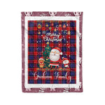 Personalized Gift Tartan Plaid Blanket Clan Graham of Menteith Red With Funny Santa Snowman Reindeer Merry Christmas Fleece Blanket, Christmas Blanket, Plaid Blanket, Tartan Blanket,Scottish Blanket