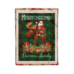 Personalized Gift Plaid Tartan Blanket Clan Primrose With Moose Lover Xmas Gift Santa Riding Christmas Fleece Blanket