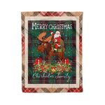 Personalized Gift Plaid Tartan Blanket Clan Chisholm Hunting Ancient With Moose Lover Xmas Gift Santa Riding Christmas Fleece Blanket
