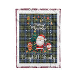 Personalized Gift Tartan Plaid Blanket Clan Campbell Faded With Funny Santa Snowman Reindeer Merry Christmas Fleece Blanket, Home Living Room, Plaid Blanket, Tartan Blanket, Scottish Blanket, Buffalo fleece blanket, Christmas Blanket