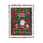 Personalized Gift Tartan Plaid Blanket Clan MacCulloch With Funny Santa Snowman Reindeer Merry Christmas Fleece Blanket, Home Living Room, Plaid Blanket, Tartan Blanket, Scottish Blanket, Buffalo fleece blanket, Christmas Blanket