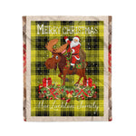 Personalized Gift Plaid Tartan Blanket Clan MacLachlan With Moose Lover Xmas Gift Santa Riding Christmas Fleece Blanket