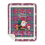 Personalized Gift Tartan Plaid Blanket Clan Lindsay Ancient With Funny Santa Snowman Reindeer Merry Christmas Gift Sherpa Blanket, blue plaid sherpa blanket,blue tartan sherpa blanket,Buchan,buffalo plaid sherpa blanket,christmas sherpa blanket,Christmas Throw Blanket