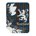 Sherpa Blanket - Tartan Blanket Thistle and Lion Scottish Clan Fraser Hunting Ancient Plaid Blanket, plaid sherpa blanket queen,purple sherpa blanket,queen sherpa blanket,queen size sherpa blanket,red sherpa blanket,scottish tartan blankets,sherpa blanket,sherpa christmas blanket