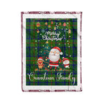 Personalized Gift Tartan Plaid Blanket Clan Cranstoun Hunting With Funny Santa Snowman Reindeer Merry Christmas Fleece Blanket, Home Living Room, Plaid Blanket, Tartan Blanket, Scottish Blanket, Buffalo fleece blanket, Christmas Blanket