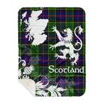 Sherpa Blanket - Tartan Blanket Thistle and Lion Scottish Clan Forsyth Plaid Blanket, plaid sherpa blanket queen,purple sherpa blanket,queen sherpa blanket,queen size sherpa blanket,red sherpa blanket,scottish tartan blankets,sherpa blanket,sherpa christmas blanket