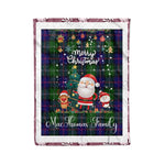 Personalized Gift Tartan Plaid Blanket Clan MacThomas With Funny Santa Snowman Reindeer Merry Christmas Fleece Blanket, Home Living Room, Plaid Blanket, Tartan Blanket, Scottish Blanket, Buffalo fleece blanket, Christmas Blanket