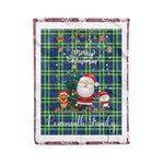 Personalized Gift Tartan Plaid Blanket Clan Learmonth With Funny Santa Snowman Reindeer Merry Christmas Fleece Blanket, Home Living Room, Plaid Blanket, Tartan Blanket, Scottish Blanket, Buffalo fleece blanket, Christmas Blanket