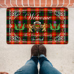 Doormat - Welcome Mat Scottish Clan Douglas of Roxburgh Tartan Door Mat, Plaid Doormat With Thistle and Two Lion Scottish