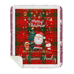 Personalized Gift Tartan Plaid Blanket Clan MacQuarrie With Funny Santa Snowman Reindeer Merry Christmas Gift Sherpa Blanket, blue plaid sherpa blanket,blue tartan sherpa blanket,Buchan,buffalo plaid sherpa blanket,christmas sherpa blanket,Christmas Throw Blanket