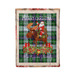 Personalized Gift Plaid Tartan Blanket Clan MacKenzie Dress Modern With Moose Lover Xmas Gift Santa Riding Christmas Fleece Blanket
