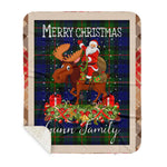 Personalized Gift Plaid Tartan Blanket Clan Gunn Modern With Moose Lover Xmas Gift Santa Riding Buffalo Plaid Christmas Sherpa Blanket