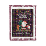 Personalized Gift Tartan Plaid Blanket Clan MacDonald Modern With Funny Santa Snowman Reindeer Merry Christmas Fleece Blanket, Home Living Room, Plaid Blanket, Tartan Blanket, Scottish Blanket, Buffalo fleece blanket, Christmas Blanket