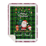 Personalized Gift Tartan Plaid Blanket Clan Kincaid With Funny Santa Snowman Reindeer Merry Christmas Gift Sherpa Blanket, blue plaid sherpa blanket,blue tartan sherpa blanket,Buchan,buffalo plaid sherpa blanket,christmas sherpa blanket,Christmas Throw Blanket