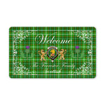 Doormat - Welcome Mat Scottish Clan Forrester Hunting Tartan Door Mat, Plaid Doormat With Thistle and Two Lion Scottish