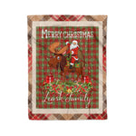 Personalized Gift Plaid Tartan Blanket Clan Leask Modern With Moose Lover Xmas Gift Santa Riding Christmas Fleece Blanket