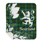 Sherpa Blanket - Tartan Blanket Thistle and Lion Scottish Clan Cranstoun Plaid Blanket, plaid sherpa blanket queen,purple sherpa blanket,queen sherpa blanket,queen size sherpa blanket,red sherpa blanket,scottish tartan blankets,sherpa blanket,sherpa christmas blanket