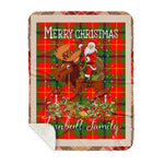 Personalized Gift Plaid Tartan Blanket Clan Turnbull With Moose Lover Xmas Gift Santa Riding Buffalo Plaid Christmas Sherpa Blanket