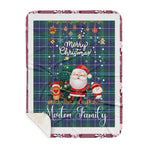 Personalized Gift Tartan Plaid Blanket Clan Morton With Funny Santa Snowman Reindeer Merry Christmas Gift Sherpa Blanket, blue plaid sherpa blanket,blue tartan sherpa blanket,Buchan,buffalo plaid sherpa blanket,christmas sherpa blanket,Christmas Throw Blanket