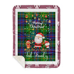 Personalized Gift Tartan Plaid Blanket Clan Tait With Funny Santa Snowman Reindeer Merry Christmas Gift Sherpa Blanket, blue plaid sherpa blanket,blue tartan sherpa blanket,Buchan,buffalo plaid sherpa blanket,christmas sherpa blanket,Christmas Throw Blanket