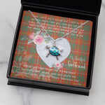 Sea Turtle Necklace Gift for My Beautiful Girlfriend Valentines Necklace Clan Bruce Ancient Tartan Blue Turtle Necklace