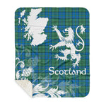 Scotstee Shop - Tartan Blanket Thistle and Lion Scottish Clan Lockhart Ancient Plaid Blanket - Sherpa Blanket