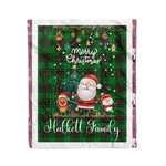 Personalized Gift Tartan Plaid Blanket Clan Halkett With Funny Santa Snowman Reindeer Merry Christmas Fleece Blanket, Christmas Blanket, Plaid Blanket, Tartan Blanket,Scottish Blanket