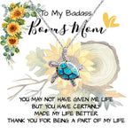 Opal Turtle Necklace - Stepmom Necklace, To My Badass Bonus Mom Gift Neckalce, Gift For Stepmom, Stepmother, Second Mom Necklace